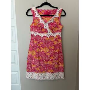Lilly Pulitzer Jubilee Catherine Bell Design Dress Pink Orange Sleeveless Size 0